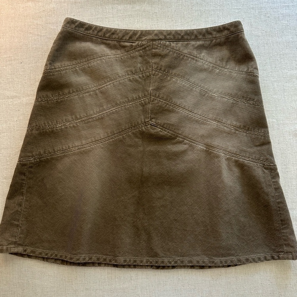 Loft Women's Brown Cotton Corduroy Style  A-Line Stitch-Detail Skirt Size 6P